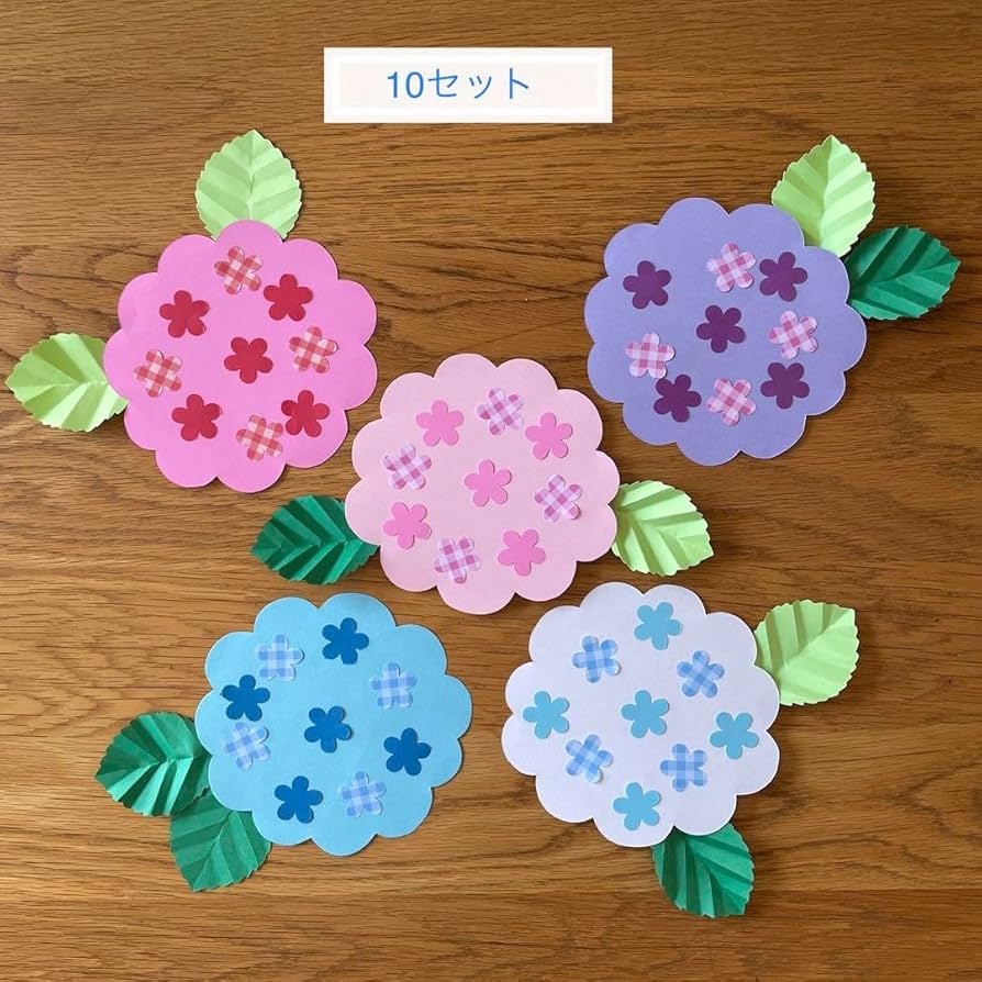 ぷうあさま専用（原画）月と紫陽花 ほか　9点おまとめ 紫陽花は梅雨時の花 雨がよく似合う 開花時期は6月から7月